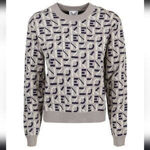 Kenzo Monogram Classic Jumper Navy Taupe Large NWOT
